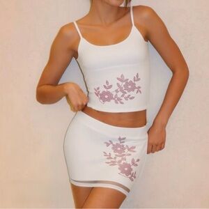 White and Pink Floral Two-Piece Set 🌸